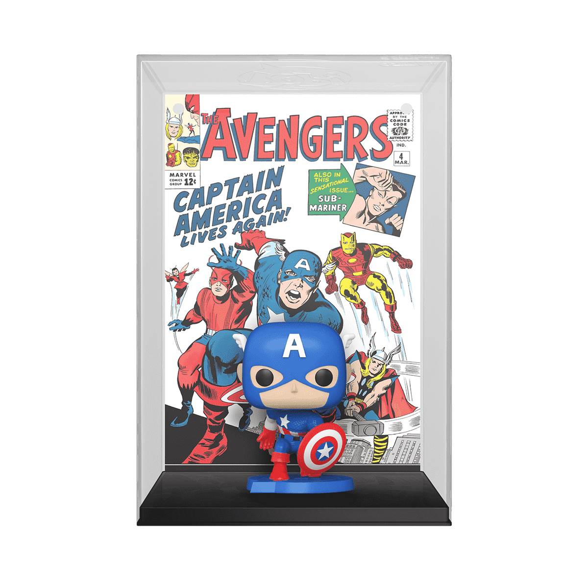 Funko Pop! Comic Cover: The Avengers #4 (1963) – Figura De Vinilo De 9.5 Cm Con Portada De Cómic, Coleccionable Oficial De Marvel Para Fans De Todos Los Edades