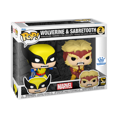 Marvel Wolverine 50th - Wolverine and Sabretooth 2-Pack Exclusive Pop! Vinyl Figures