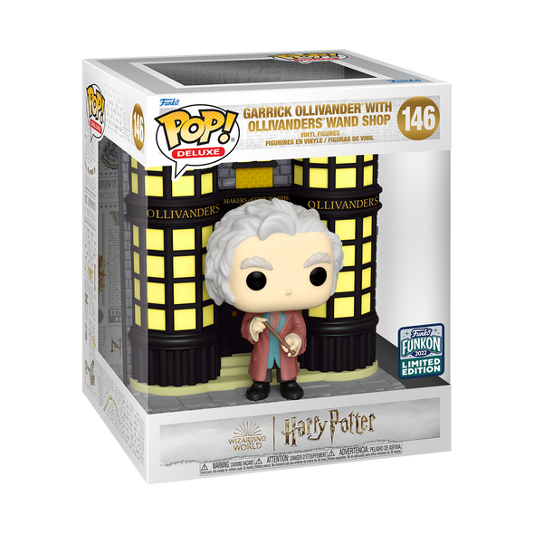 Funkon 2022 - Harry Potter Garrick Ollivander Diagon Alley (with Ollivanders Wand Shop) Exclusive Deluxe Pop! Vinyl Figure