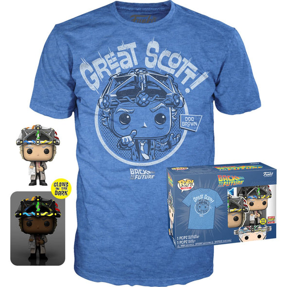 POP Tees - Back To The Future Doc With Helmet (Glow-In-The-Dark) Pop! and Tee Bundle